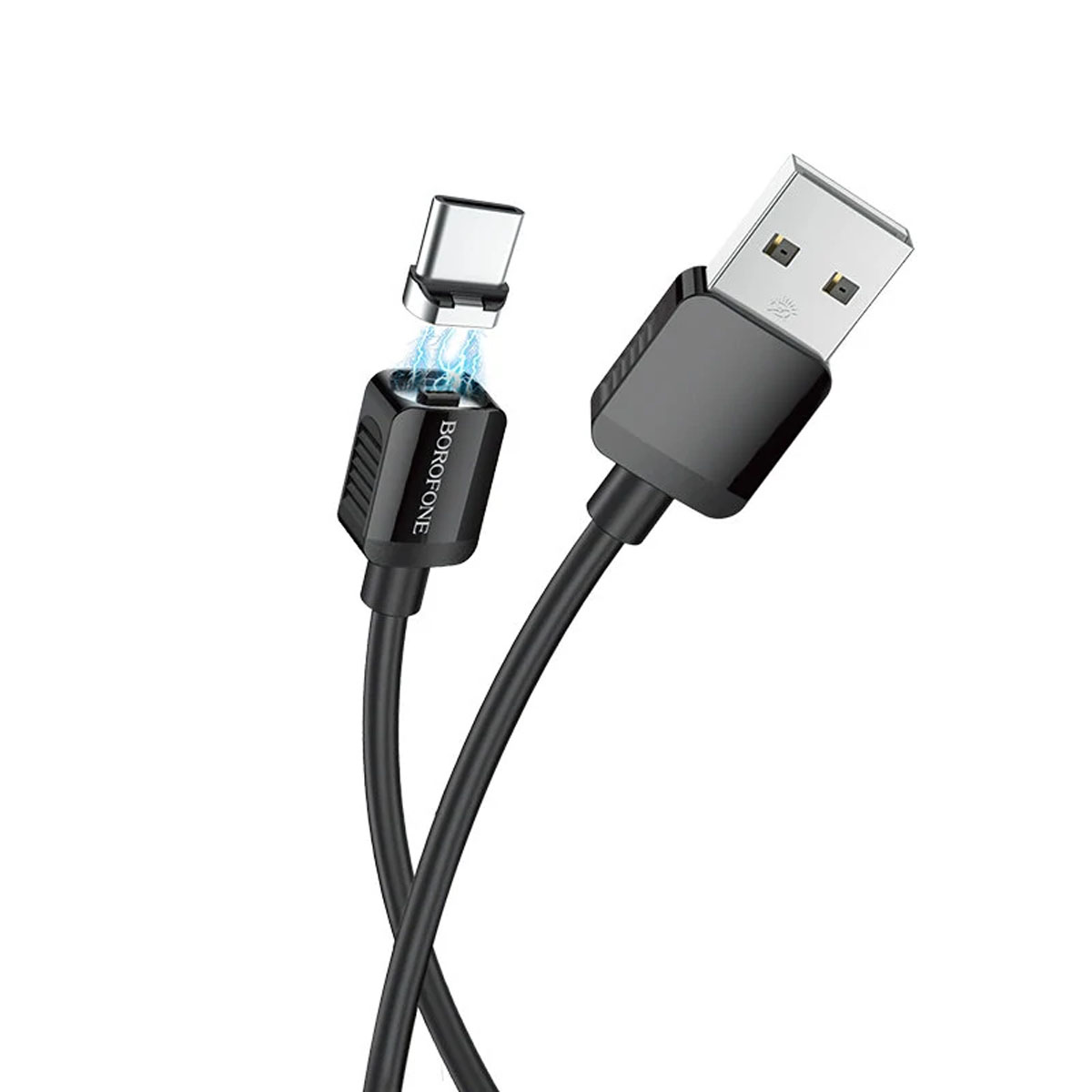 Магнитный зарядный кабель BOROFONE BX57 Effective USB Type C, 2A, длина 1 метр, цвет черный