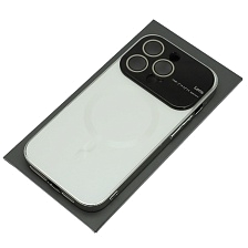 Чехол накладка AUTO FOCUS с поддержкой MagSafe для APPLE iPhone 14 Pro (6.1"), силикон, стекло, защита камеры, цвет белый