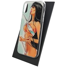 Чехол накладка для APPLE iPhone XR, силикон, блестки, глянцевый, рисунок Удивительная девушка