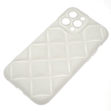 Чехол накладка для APPLE iPhone 13 Pro Max (6.7"), силикон, 3D ромб, цвет белый