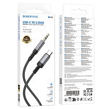 Аудио кабель, переходник BOROFONE BL24 Graceful USB Type C на AUX (Jack 3.5 мм), длина 1 метр, цвет темно серый