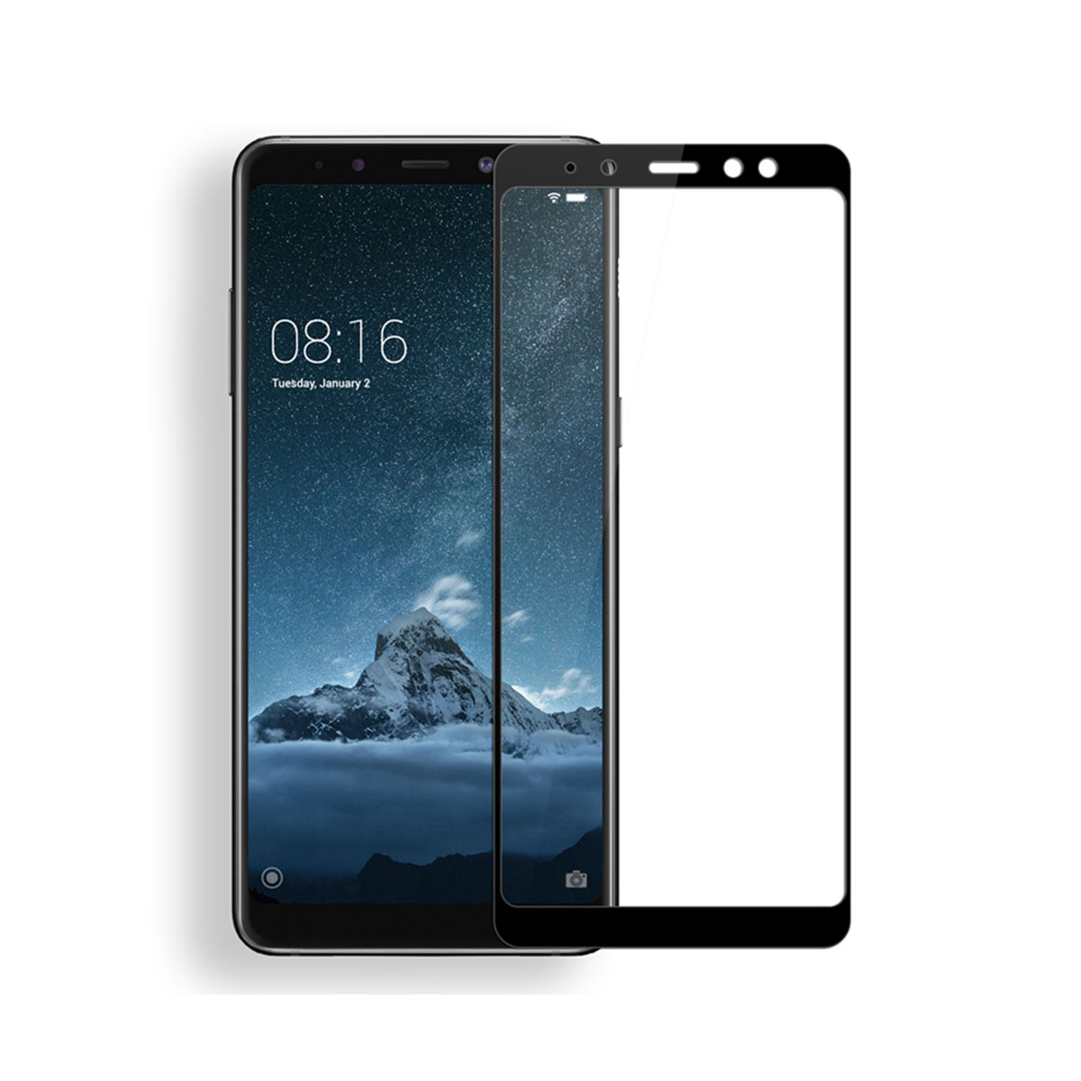 Защитное стекло для Samsung Galaxy A8 Plus 2018 (SM-A730), цвет окантовки черный