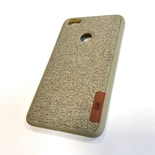 Чехол накладка для XIAOMI Redmi Note 5A Prime, силикон, плетение, экокожа, цвет золотистый
