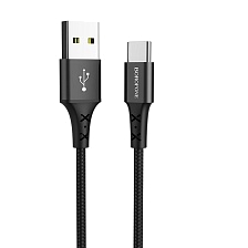 Кабель BOROFONE BX20 Enjoy USB Type C, 2A, длина 1 метр, силикон, нейлоновая оплетка, цвет черный