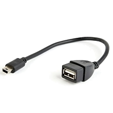 OTG Кабель USB A(f) - mini USB B (m), 0.15м, цвет черный
