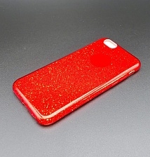 Чехол накладка Shine для APPLE iPhone 6, 6S, силикон, блестки, цвет красный.