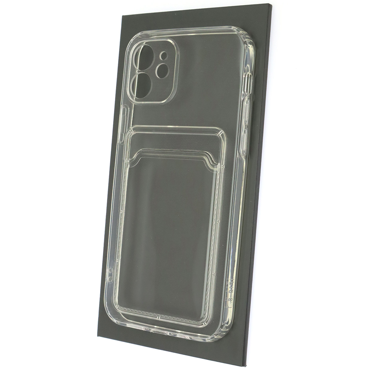 Чехол накладка CARD CASE для APPLE iPhone 12 (6.1"), силикон, отдел для карт, цвет прозрачный