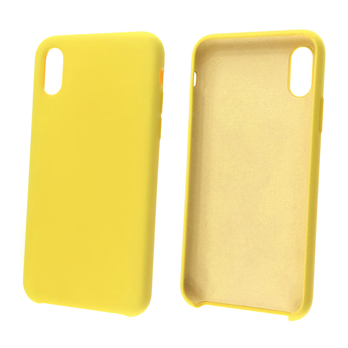 Чехол накладка Silicon Case для APPLE iPhone X, XS, силикон, бархат, цвет желтый.