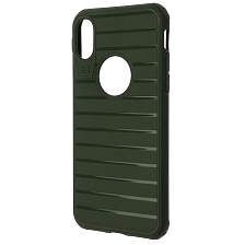 Чехол накладка AUTO FOCUS для APPLE iPhone X, iPhone XS, силикон, противоударный, цвет зеленый