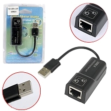 Адаптер, переходник USB 2.0 AM на Ethernet LAN RJ-45, скорость до 100 Мбит/с, цвет черный Адаптер, переходник USB 2.0 AM на Ethernet LAN RJ-45, скорость до 100 Мбит/с, цвет черный