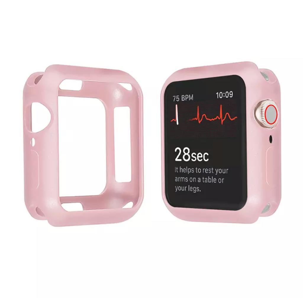 Чехол для APPLE Watch 4, 40 мм, силикон, мягкий, цвет розовый.