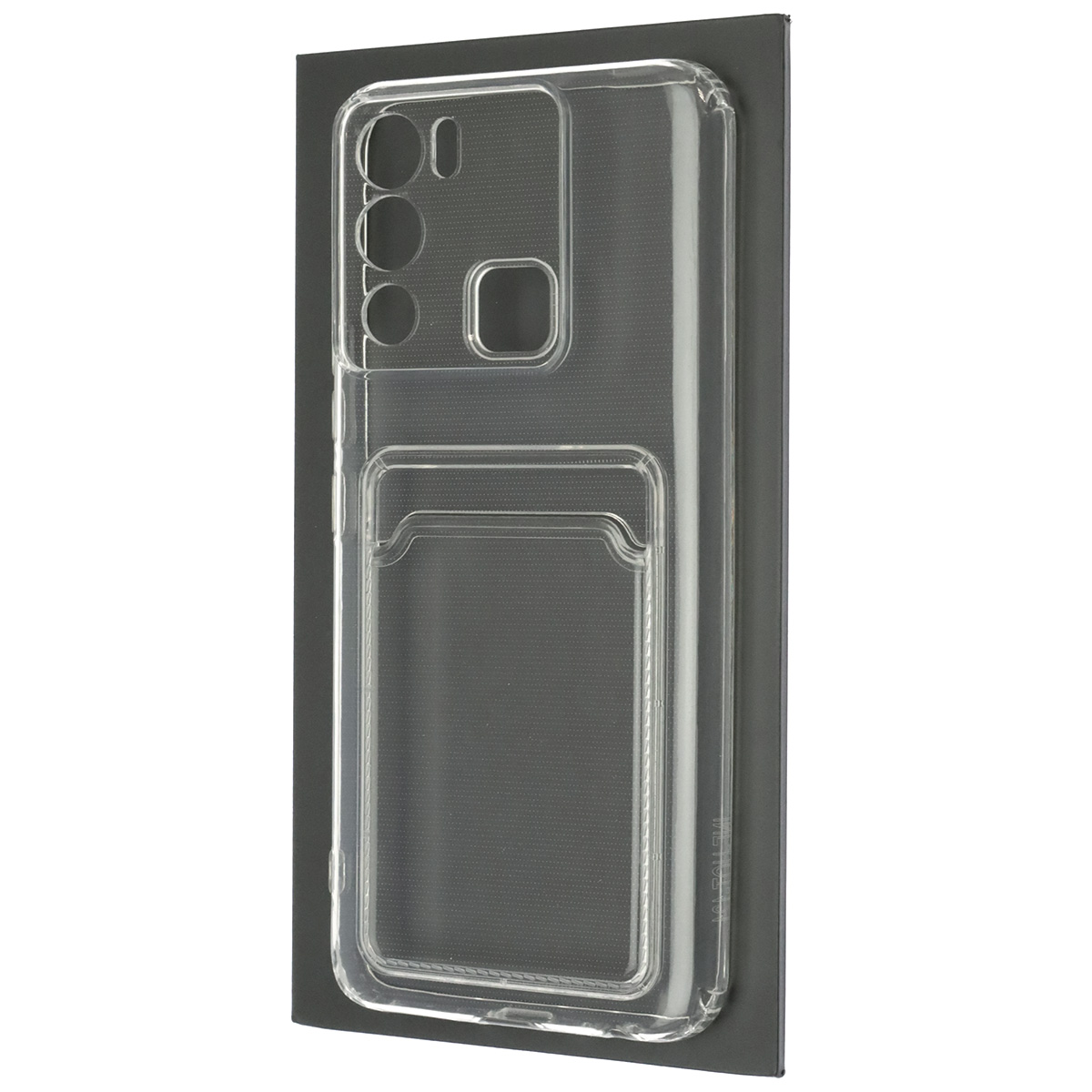 Чехол накладка CARD CASE для INFINIX Hot 12i, силикон, отдел для карт, цвет прозрачный