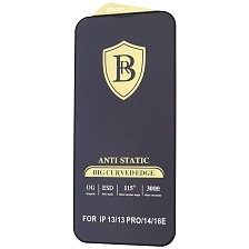 Защитное стекло BACAS Anti-Static для APPLE iPhone 13, iPhone 13 Pro, iPhone 14, iPhone 16e, цвет окантовки черный