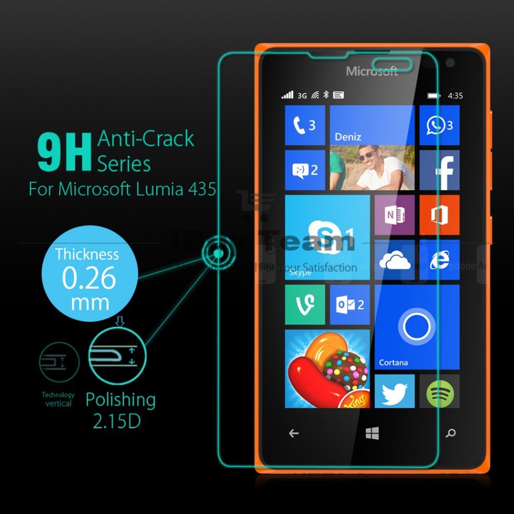 Защитное стекло "Pro Glass" в картонной упаковке для Nokia Lumia 435/ 0,2 мм (цвет=глянцевый).