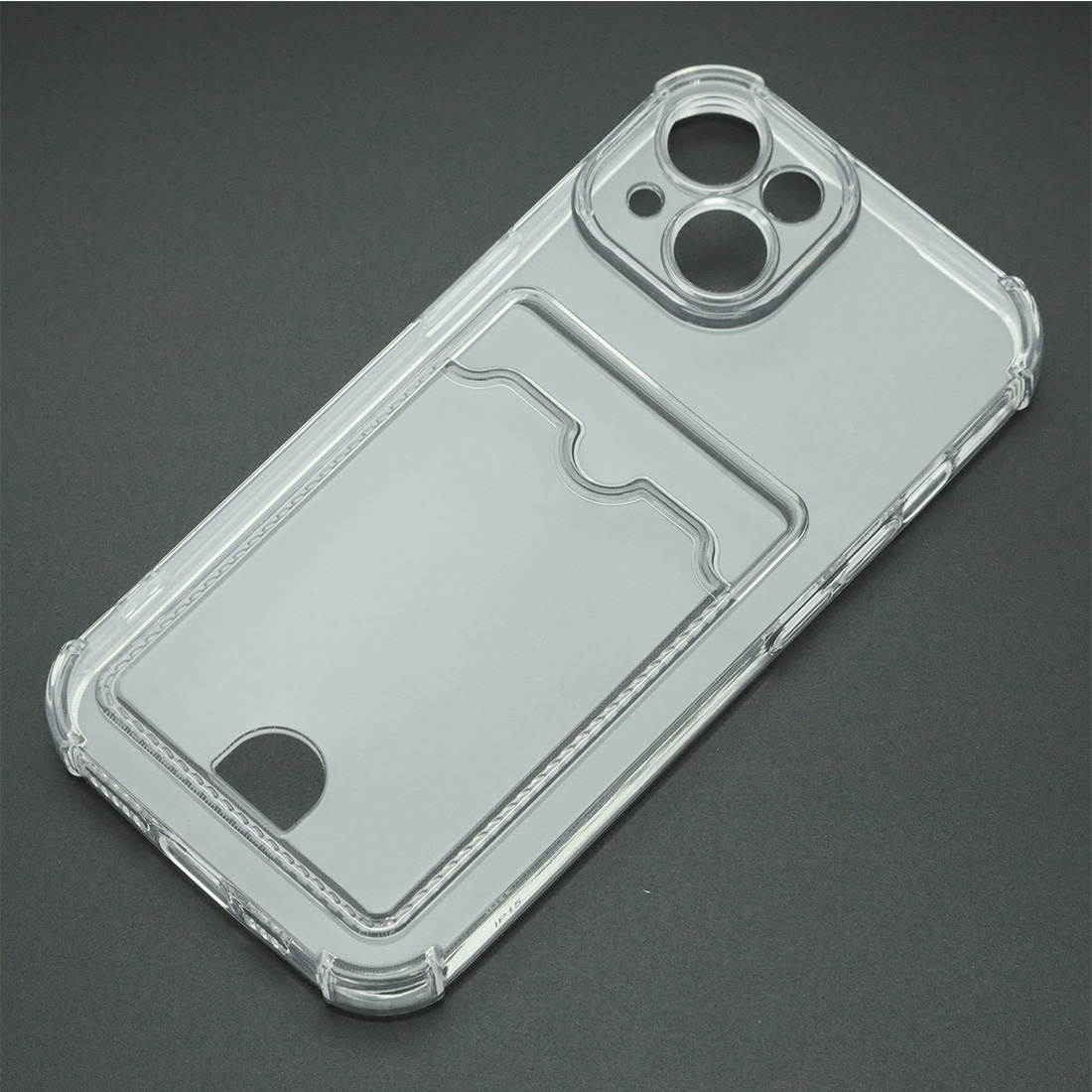 Чехол накладка CARD CASE для APPLE iPhone 15, силикон, отдел для карт, защита камеры, цвет прозрачный