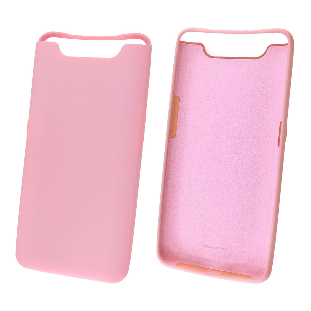 Чехол накладка Silicon Cover для Samsung A80 2019 (SM-A805), силикон, бархат, цвет светло розовый.