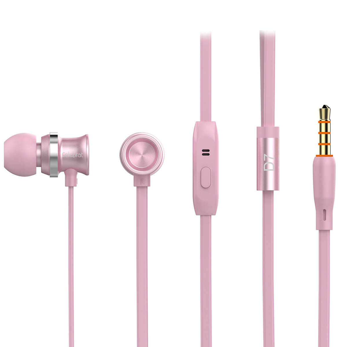Гарнитура (наушники с микрофоном) проводная, CELEBRAT D7, цвет розовое золото