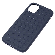 Чехол накладка для APPLE iPhone 11, силикон, плетение, цвет темно синий