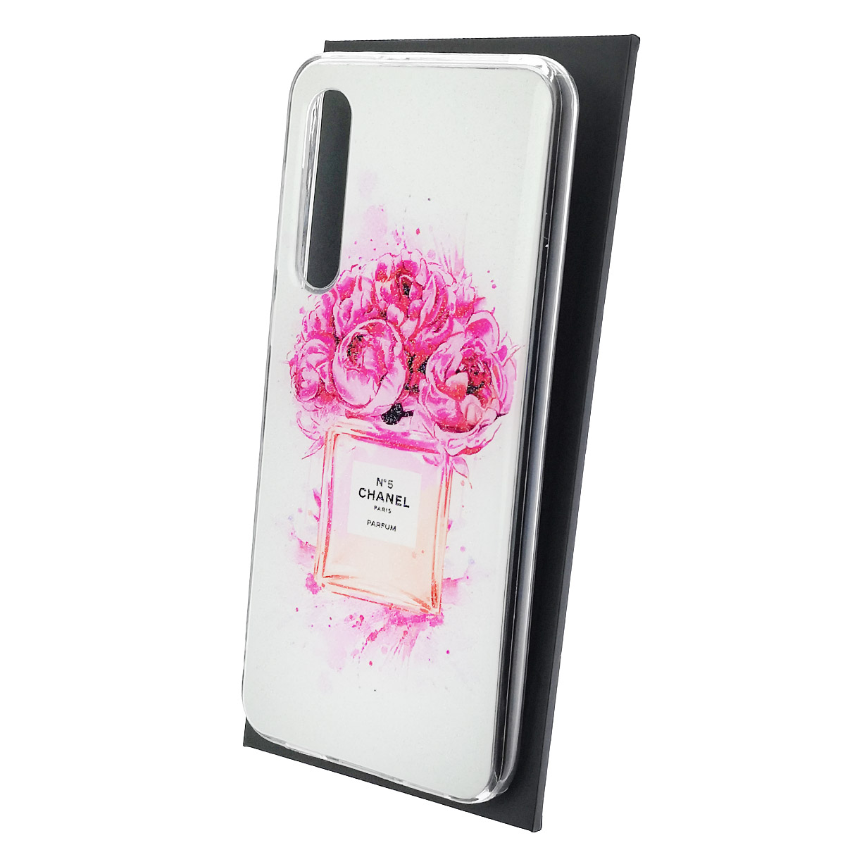 Чехол накладка для XIAOMI Mi 9 SE, силикон, глянцевый, блестки, рисунок Chanel номер 5 Paris Parfum