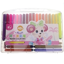 Набор фломастеров ZISHU ZS-204-48, на водной основе, в пластиковой коробке (комплект из 48 шт.)