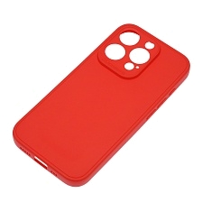 Чехол накладка для APPLE iPhone 15 Pro, защита камеры, силикон, матовый, цвет красный