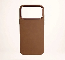 Чехол накладка для APPLE iPhone 17 Pro Max, ударопрочный, силикон, пластик, эффект кожи, цвет коричневый