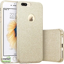 Чехол накладка Shine для APPLE iPhone 7 Plus, iPhone 8 Plus, силикон, блестки, цвет золотистый