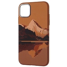 Чехол накладка FreeAir с поддержкой MagSafe для APPLE iPhone 11, пластик, светится в темноте, рисунок Гора, цвет коричневый