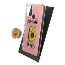 Чехол накладка для HUAWEI Honor 9A (MOA-LX9N), силикон, фактурный глянец, с поп сокетом, рисунок Avocado