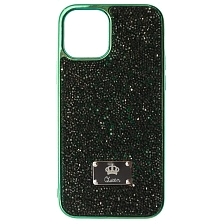 Чехол накладка Queen для APPLE iPhone 12, iPhone 12 Pro, силикон, стразы, цвет зеленый