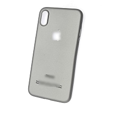 Чехол накладка Soft Touch для APPLE iPhone X, пластик, вырез под логотип, цвет серебристый.