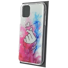 Чехол накладка Vinil для APPLE iPhone 11, силикон, блестки, глянцевый, рисунок щелчок с сердечком