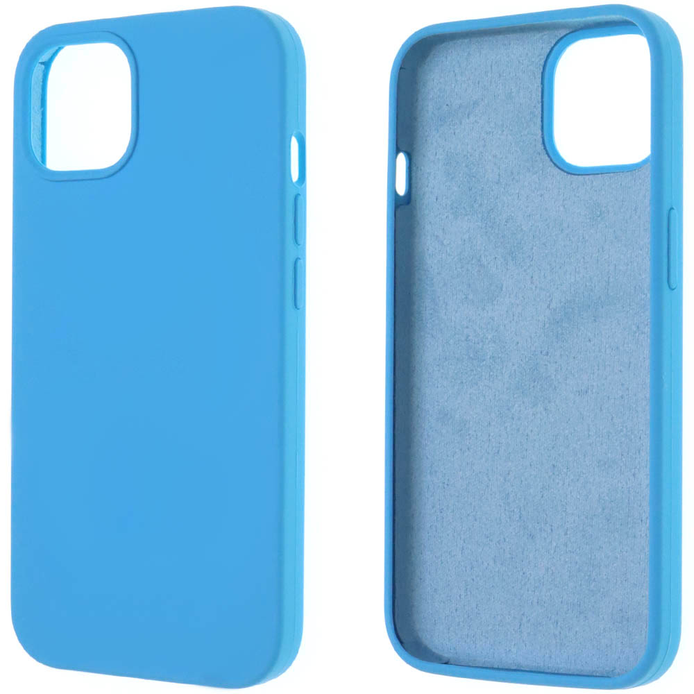 Чехол накладка Silicon Case для APPLE iPhone 13 (6.1), силикон, бархат, цвет голубой Чехол накладка Silicon Case для APPLE iPhone 13 (6.1), силикон, бархат, цвет голубой