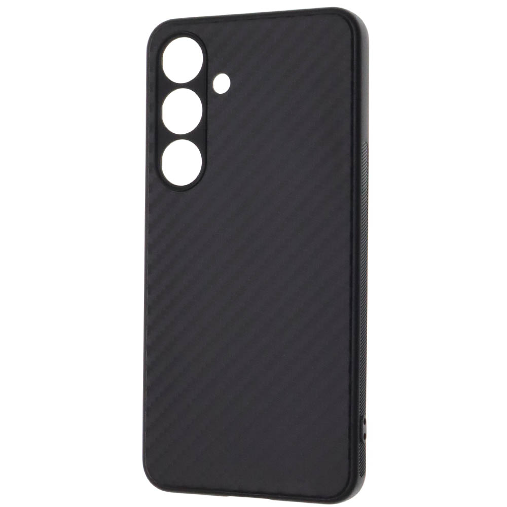 Чехол накладка для SAMSUNG Galaxy S24, защита камеры, силикон, карбон, цвет черный