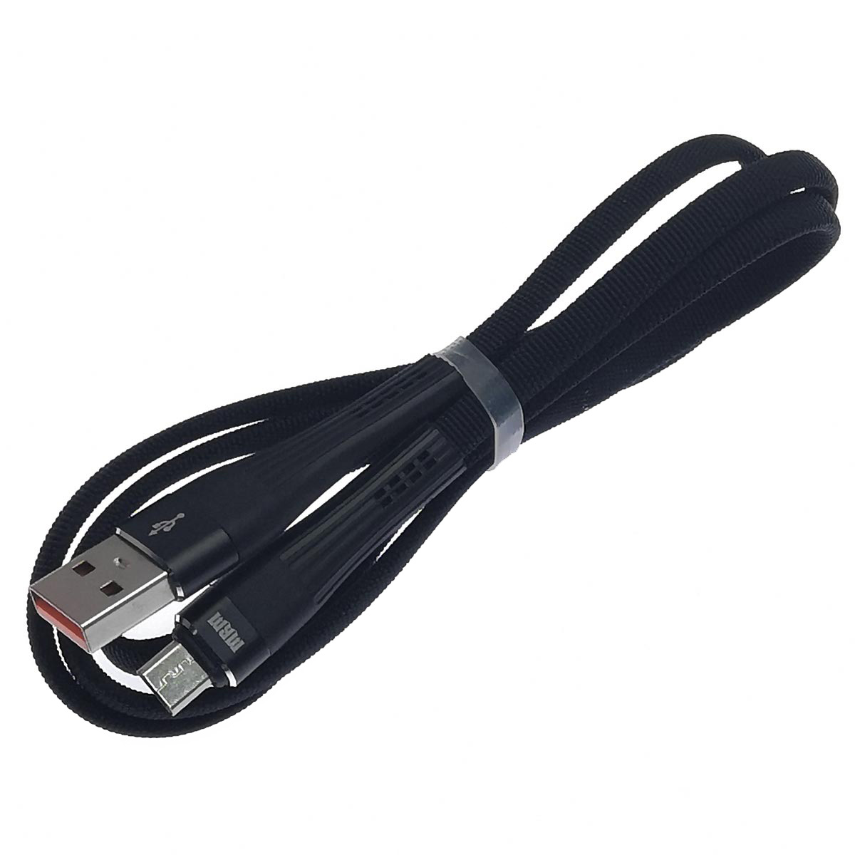 USB Дата кабель MRM MR-30m, Micro USB, нейлон, плоский, длина 1 метр, 3.1 A, цвет черный