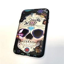 Чехол накладка для SAMSUNG Galaxy J7 2017 (SM-J730), силикон, рисунок Череп Skull butterfly