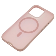 Чехол накладка NEW с поддержкой Magsafe для APPLE iPhone 16 Pro, матовый, силикон, пластик, цвет прозрачно розовый