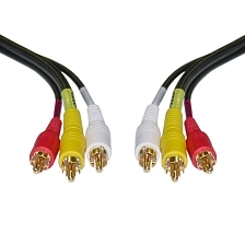 Кабель соединительный аудио-видео 3RCA - 3RCA, тюльпан-тюльпан, длина 20 метров, цвет черный.