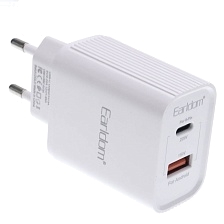 СЗУ (Сетевое зарядное устройство) EARLDOM ES-EU37 с кабелем Lightning 8 pin, QC3.0 15W, PD20 20W, длина 1 метр, цвет белый