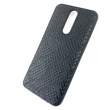 Чехол накладка для XIAOMI Redmi 8A, силикон, текстура кожи, цвет черный
