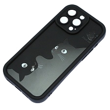 Чехол накладка для APPLE iPhone 15 Pro Max, силикон, защита камеры, бортики, рисунок 2 черных кота