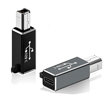 Переходник, адаптер мама Type-C на папа USB-B (USB-C/BM), для принтеров и сканеров, цвет черный