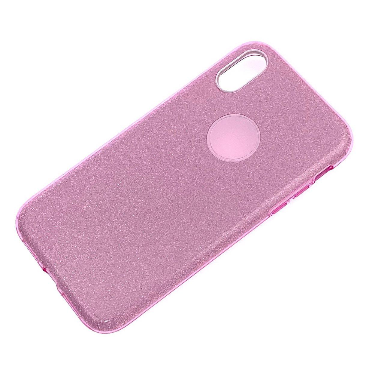 Чехол накладка Shine для APPLE iPhone XR, силикон, блестки, цвет розовый.