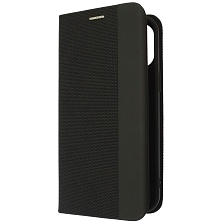 Чехол книжка MESH для APPLE iPhone 12 Pro Max (6.7), текстиль, силикон, бархат, визитница, цвет черный
