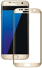 Защитное стекло 3D для SAMSUNG Galaxy S7 EDGE (SM-G935) ударопрочное прозрачное кант золото