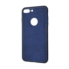 Чехол накладка для APPLE iPhone 7 Plus, 8 Plus, силикон, текстура, цвет синий.