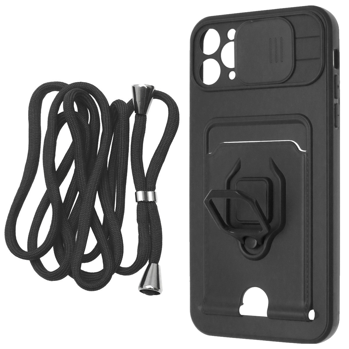 Чехол накладка MULTI FUNCTION 4 в 1 для APPLE iPhone 11 Pro MAX (6.5), цвет черный