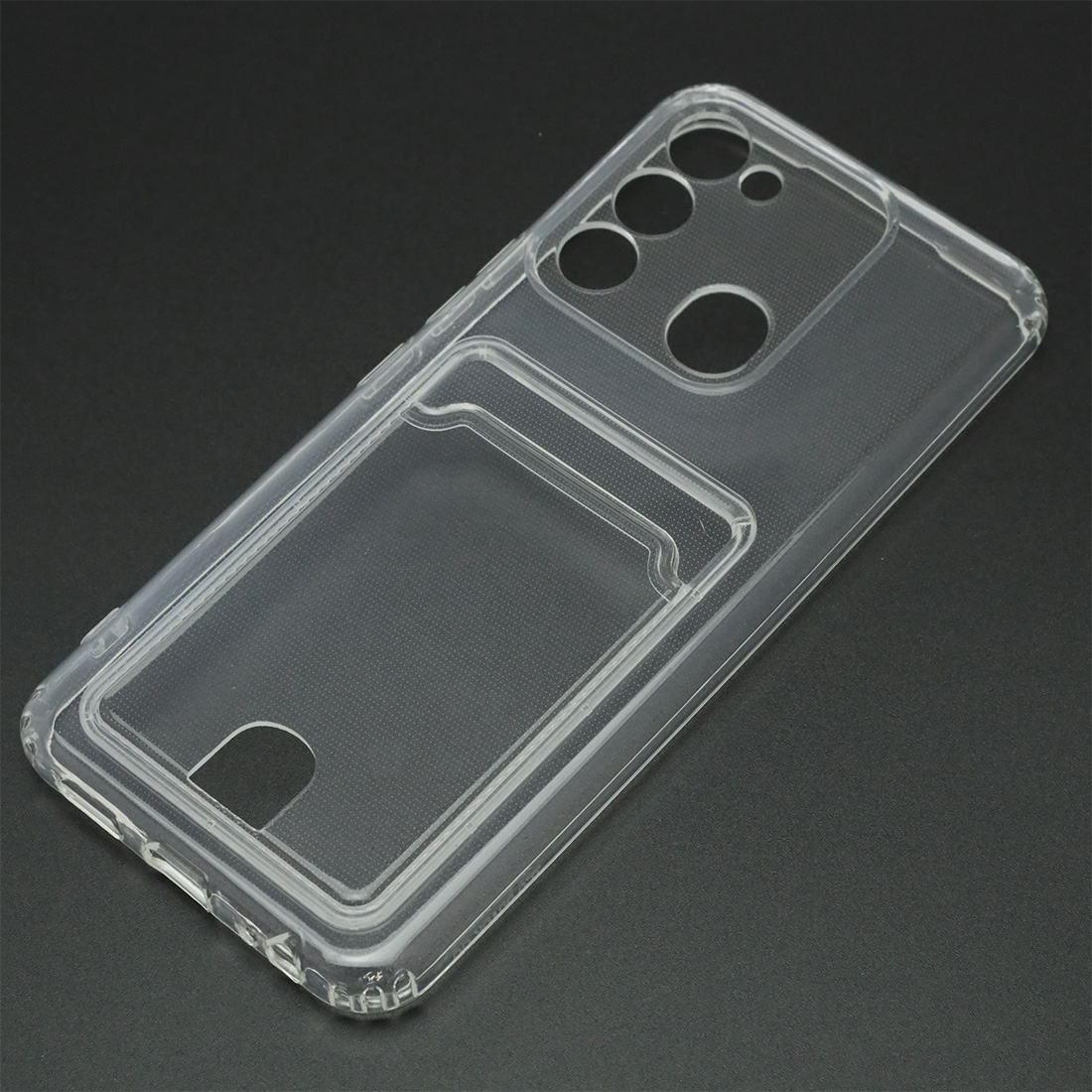 Чехол накладка CARD CASE для TECNO Spark GO 2022, Spark 8C, Spark 9, силикон, отдел для карт, цвет прозрачный