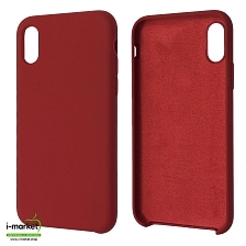 Чехол накладка Silicon Case для APPLE iPhone X, iPhone XS, силикон, бархат, цвет темно красный