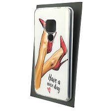 Чехол накладка для HUAWEI Mate 20, силикон, глянцевый, блестки, рисунок Have a nice day